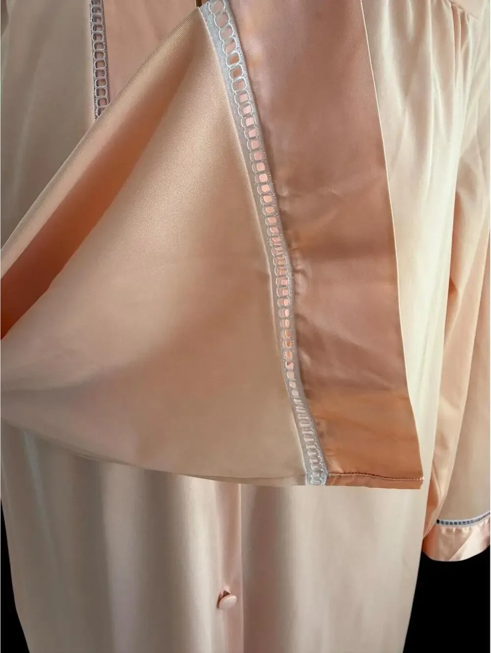 Vintage Gossard Artemis Nightgown Robe Set, Peach Satin Nylon, 1970s
